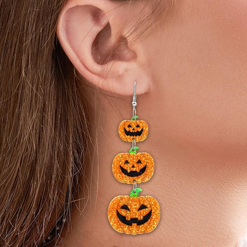 mintolex Acrylic Halloween Earrings Black Skull Bat Drop Dangle Earrings for Women Fun Cute Spooky Halloween Holiday Costume Jewelry - Image 5